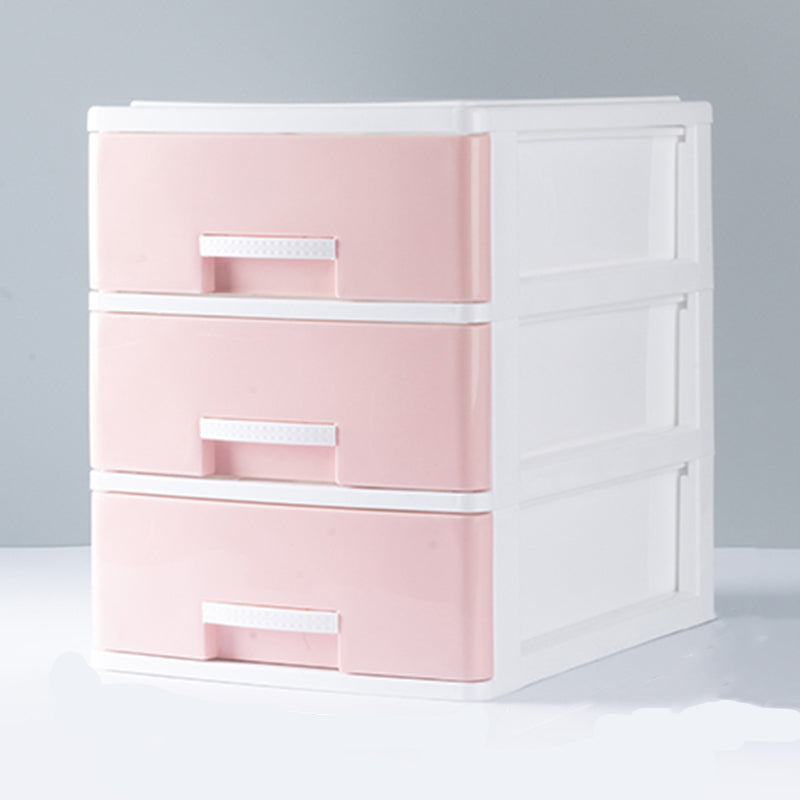 Contemporary File Cabinet Plastic Vertical Filing Cabinet with Drawers for Home Office 9.8"L x 13.4"W x 12.6"H Pink Clearhalo 'Filing Cabinets' 'filling_cabinets' 'furn' 'furn_filling_cabinets' 'Furniture' 'Office Furniture' 6899063