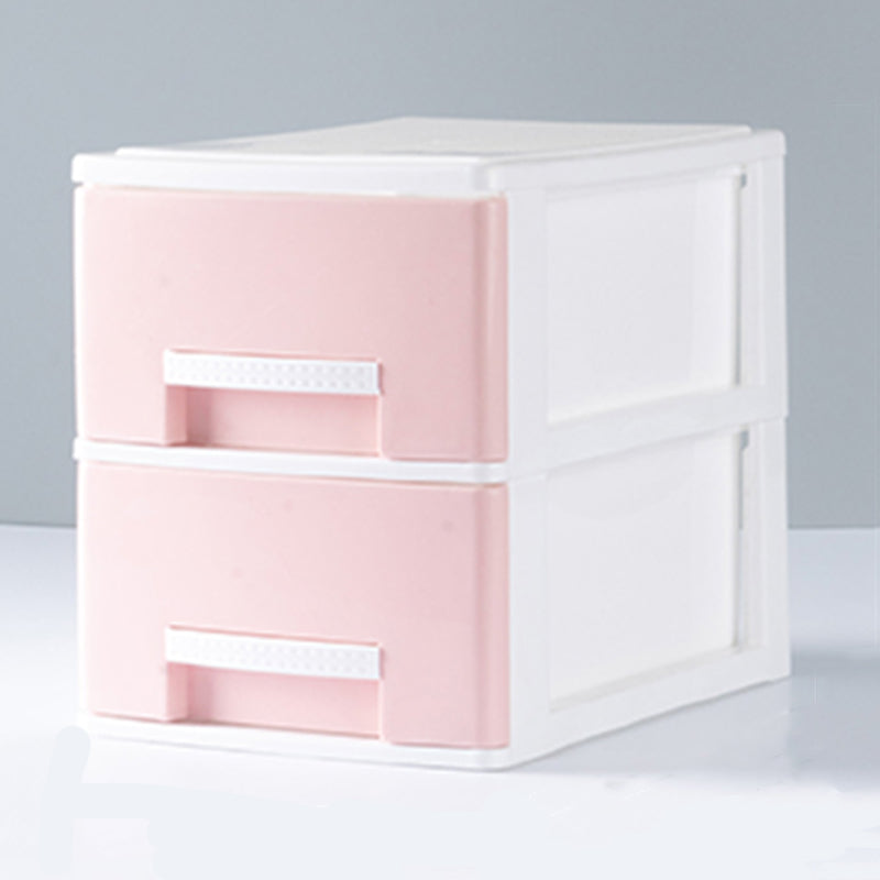 Contemporary File Cabinet Plastic Vertical Filing Cabinet with Drawers for Home Office 6.7"L x 9.4"W x 7.9"H Pink Clearhalo 'Filing Cabinets' 'filling_cabinets' 'furn' 'furn_filling_cabinets' 'Furniture' 'Office Furniture' 6899069
