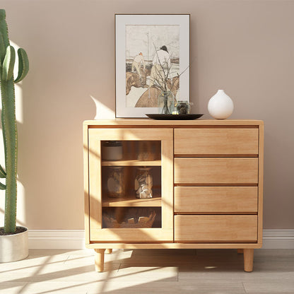 Moderna display mobile a buffet in legno in gomma con cassetti per sala da pranzo