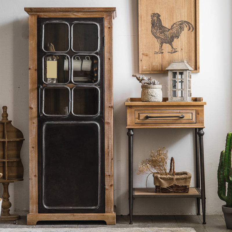 Black Metal Display Stand Glass Doors Traditional Curio Cabinet Clearhalo 'Display & China Cabinets' 'display_china_cabinets' 'furn' 'furn_display_china_cabinets' 'Furniture' 'Kitchen & Dining Furniture' 6904642