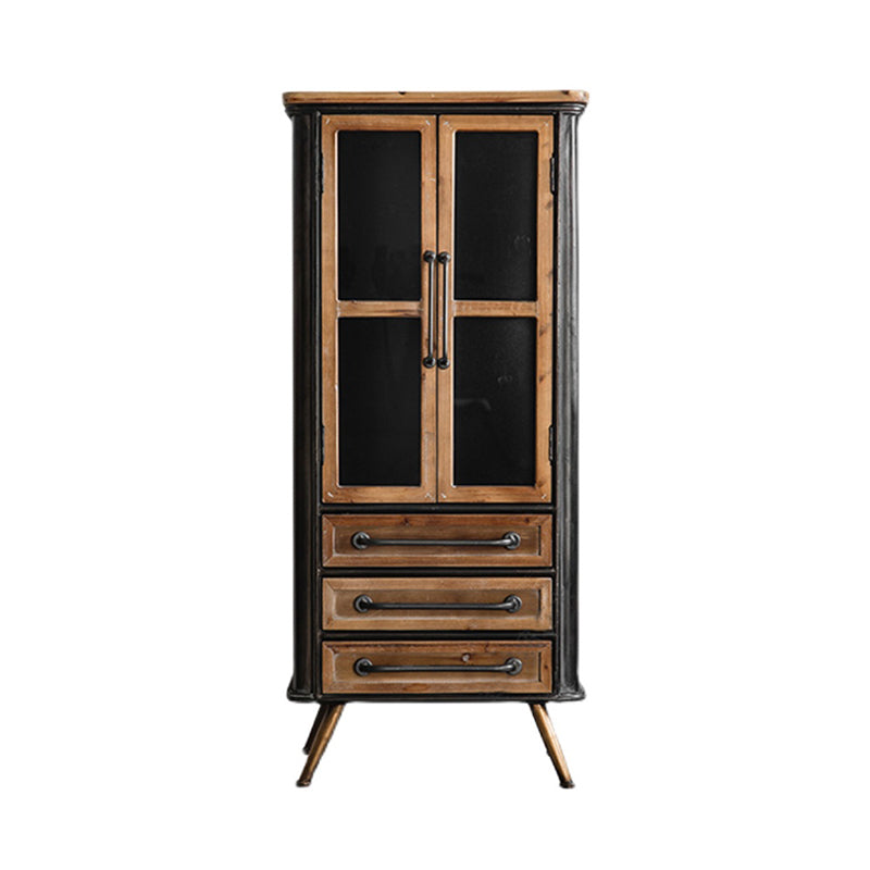 Black Metal Display Stand Glass Doors Traditional Curio Cabinet https: res.litfad.com site img item 2022 12 25 6904644 1200x1200.jpg 3 Clearhalo 'Display & China Cabinets' 'display_china_cabinets' 'furn' 'furn_display_china_cabinets' 'Furniture' 'Kitchen & Dining Furniture' 6904644