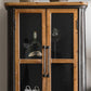 Black Metal Display Stand Glass Doors Traditional Curio Cabinet Clearhalo 'Display & China Cabinets' 'display_china_cabinets' 'furn' 'furn_display_china_cabinets' 'Furniture' 'Kitchen & Dining Furniture' 6904646