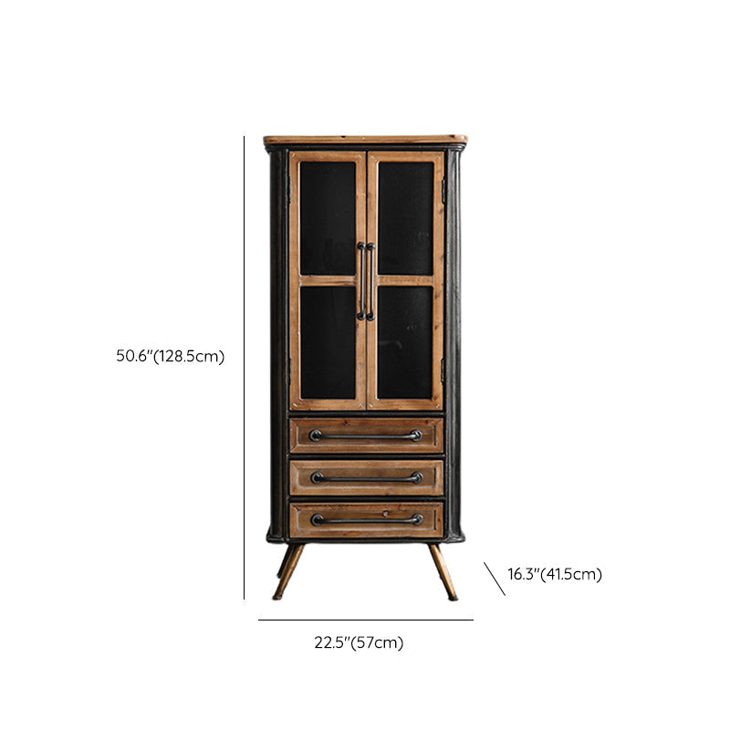 Black Metal Display Stand Glass Doors Traditional Curio Cabinet Clearhalo 'Display & China Cabinets' 'display_china_cabinets' 'furn' 'furn_display_china_cabinets' 'Furniture' 'Kitchen & Dining Furniture' 6904649