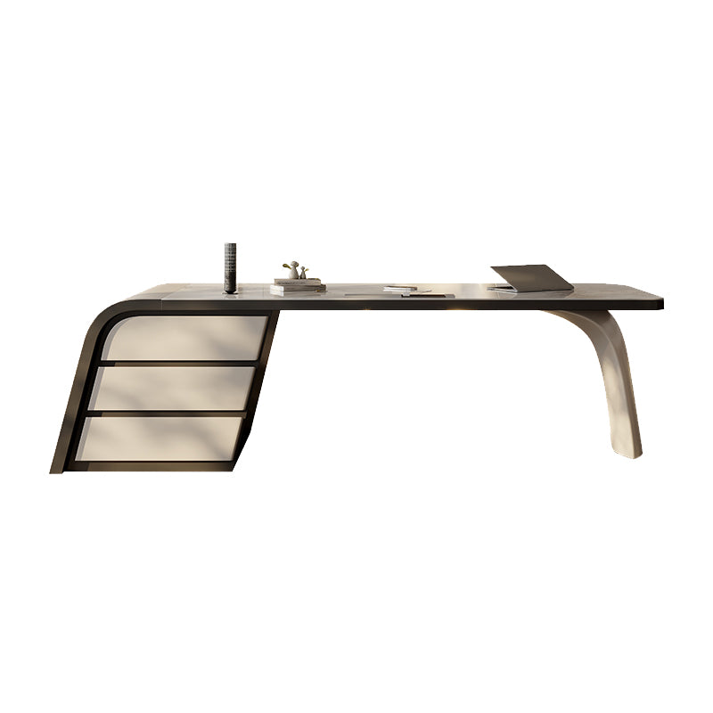 Modern Stone Office Desk Rectangular Shape Task Desk with 3-Drawers for Office Grey Clearhalo 'furn' 'furn_office_desk' 'Furniture' 'Office Desks' 'Office Furniture' 'office_desk' 6904826