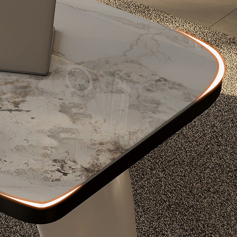 Modern Stone Office Desk Rectangular Shape Task Desk with 3-Drawers for Office Clearhalo 'furn' 'furn_office_desk' 'Furniture' 'Office Desks' 'Office Furniture' 'office_desk' 6904832