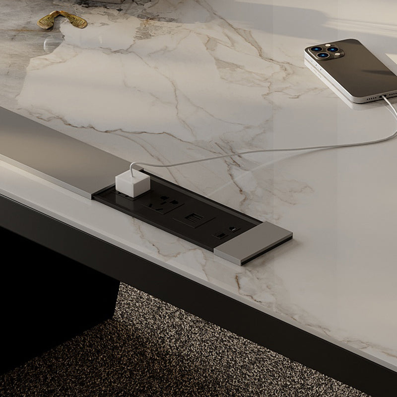 Modern Stone Office Desk Rectangular Shape Task Desk with 3-Drawers for Office Clearhalo 'furn' 'furn_office_desk' 'Furniture' 'Office Desks' 'Office Furniture' 'office_desk' 6904833