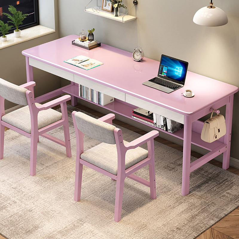 Solid Wood Rectangle Writing Desk Modern 29.53" Tall Office Desk with 3 Drawers Clearhalo 'furn' 'furn_office_desk' 'Furniture' 'Office Desks' 'Office Furniture' 'office_desk' 6904883