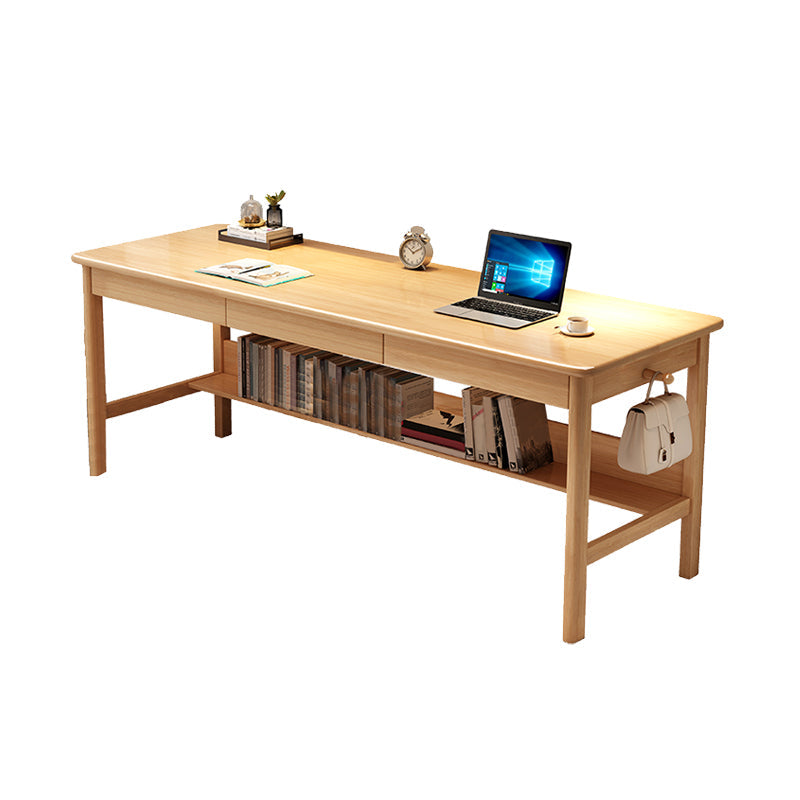 Solid Wood Rectangle Writing Desk Modern 29.53" Tall Office Desk with 3 Drawers Clearhalo 'furn' 'furn_office_desk' 'Furniture' 'Office Desks' 'Office Furniture' 'office_desk' 6904885
