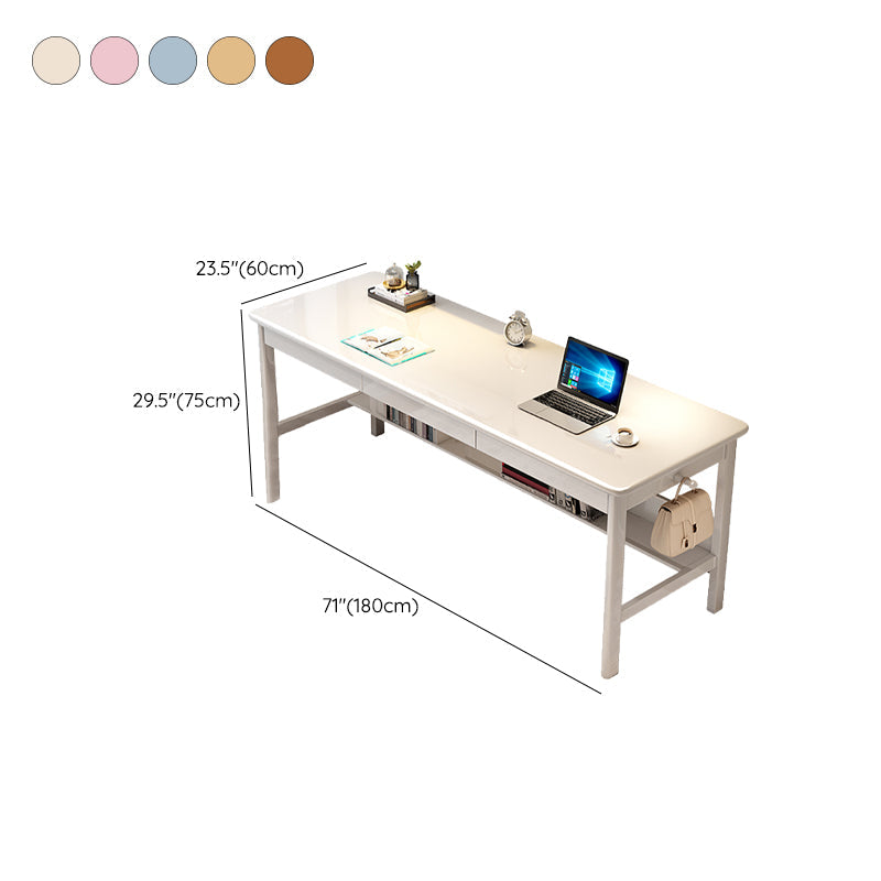 Solid Wood Rectangle Writing Desk Modern 29.53" Tall Office Desk with 3 Drawers Clearhalo 'furn' 'furn_office_desk' 'Furniture' 'Office Desks' 'Office Furniture' 'office_desk' 6904892