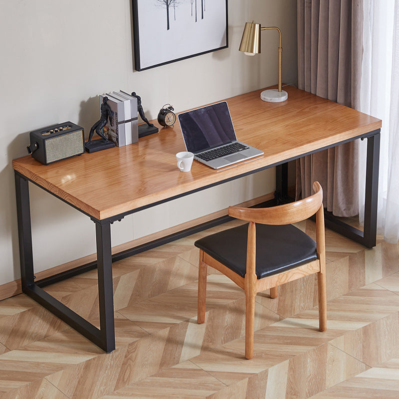 Industrial Solid Wood Writing Desk Sled Base 29.53" Tall Office Desk with Iron Legs Clearhalo 'furn' 'furn_office_desk' 'Furniture' 'Office Desks' 'Office Furniture' 'office_desk' 6904934