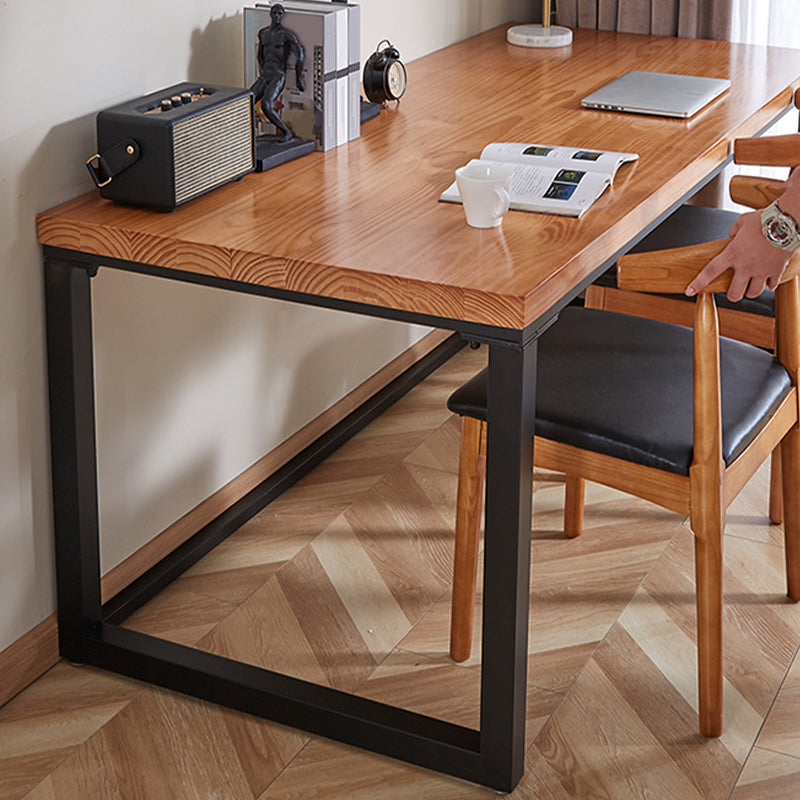 Industrial Solid Wood Writing Desk Sled Base 29.53" Tall Office Desk with Iron Legs Clearhalo 'furn' 'furn_office_desk' 'Furniture' 'Office Desks' 'Office Furniture' 'office_desk' 6904936