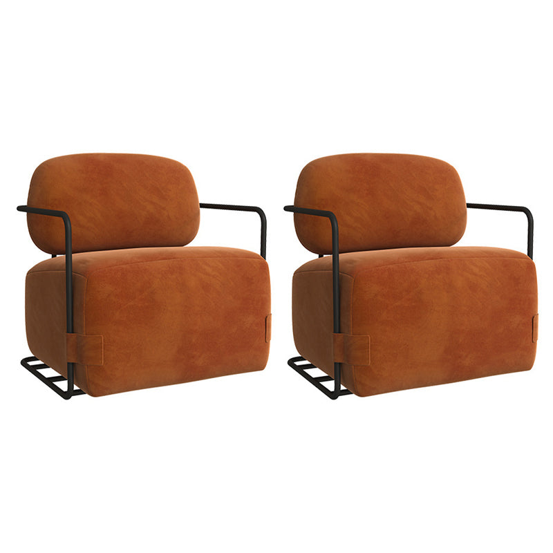 Contemporary Solid Color Accent Armchair Arms Included Orange Arm Chair for Living Room Flannel 2 Piece Set Clearhalo 'Accent Chairs' 'accent_chairs' 'Chairs & Seating' 'furn' 'furn_accent_chairs' 'Furniture' 'Living Room Furniture' 6905086