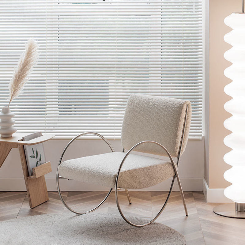 Platta per accento rotondo contemporaneo Platta sedia a braccio posteriore fisso bianco per soggiorno
