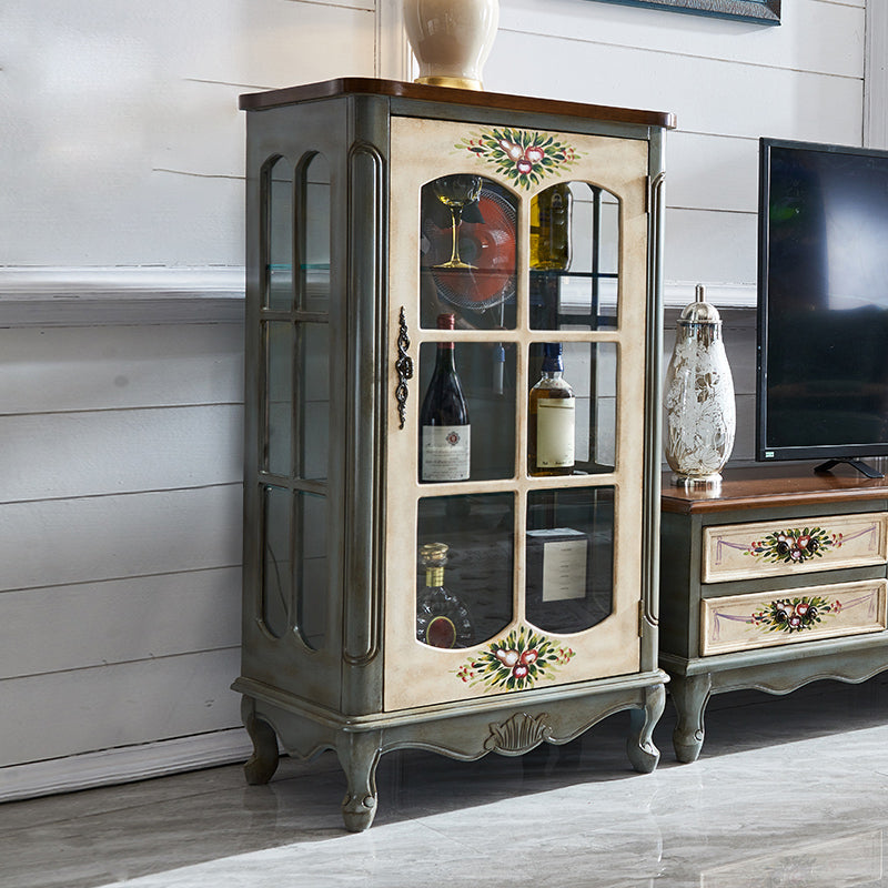 Industrial Accent Cabinet Solid Wood Storage Cabinet with Glass Doors Black Clearhalo 'Cabinets & Chests' 'cabinets_chests' 'furn' 'furn_cabinets_chests' 'Furniture' 'Living Room Furniture' 6905155
