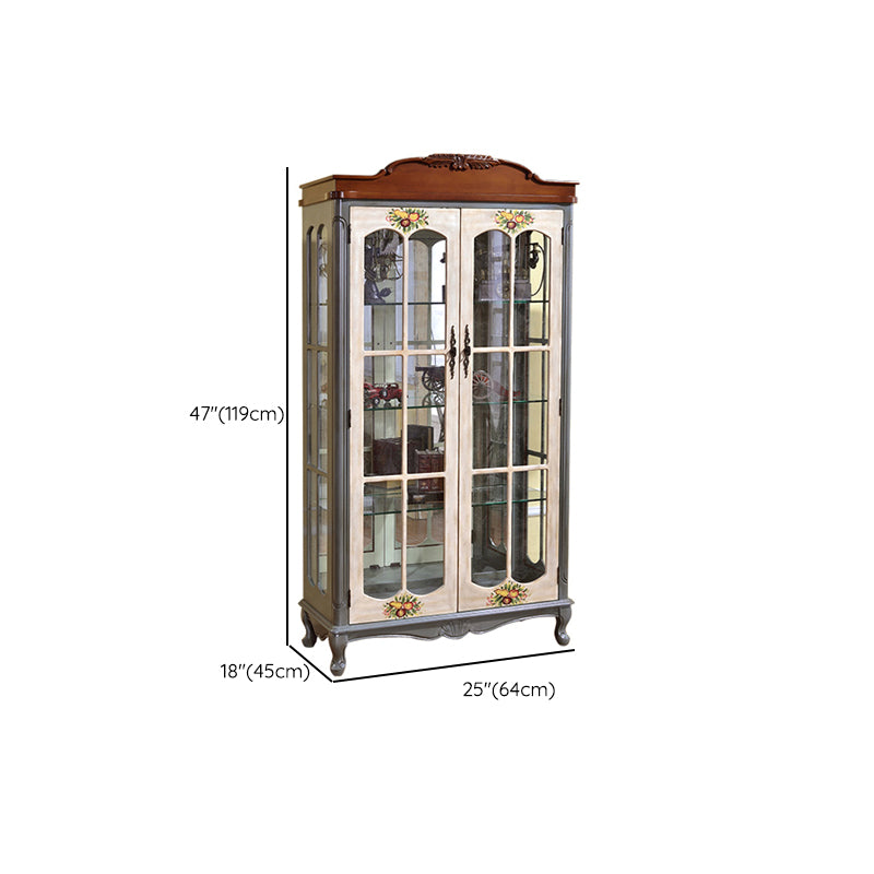 Industrial Accent Cabinet Solid Wood Storage Cabinet with Glass Doors Clearhalo 'Cabinets & Chests' 'cabinets_chests' 'furn' 'furn_cabinets_chests' 'Furniture' 'Living Room Furniture' 6905162