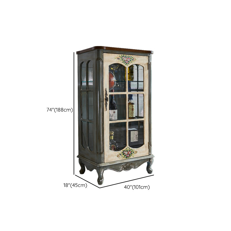 Industrial Accent Cabinet Solid Wood Storage Cabinet with Glass Doors Clearhalo 'Cabinets & Chests' 'cabinets_chests' 'furn' 'furn_cabinets_chests' 'Furniture' 'Living Room Furniture' 6905163