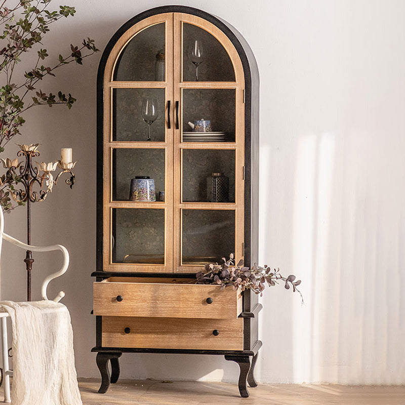 Half Circle Accent Cabinet Solid Wood Storage Cabinet with Drawer Black Clearhalo 'Cabinets & Chests' 'cabinets_chests' 'furn' 'furn_cabinets_chests' 'Furniture' 'Living Room Furniture' 6905165