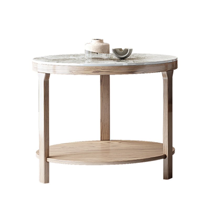 Mesa de centro moderna redonda de 3 patas, sin juego de mesa de centro angustiante con estante