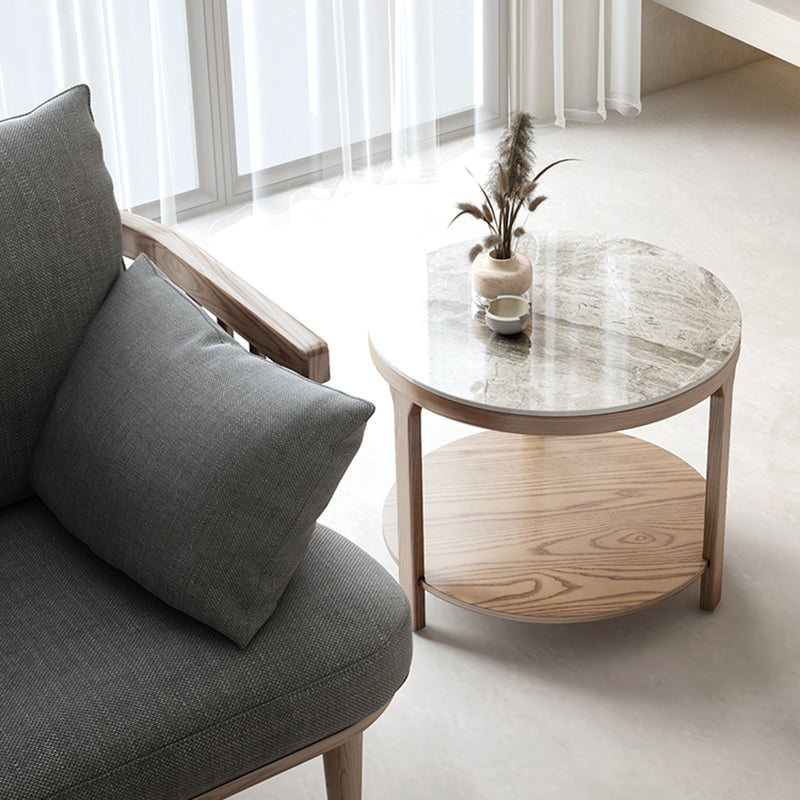 Mesa de centro moderna redonda de 3 patas, sin juego de mesa de centro angustiante con estante