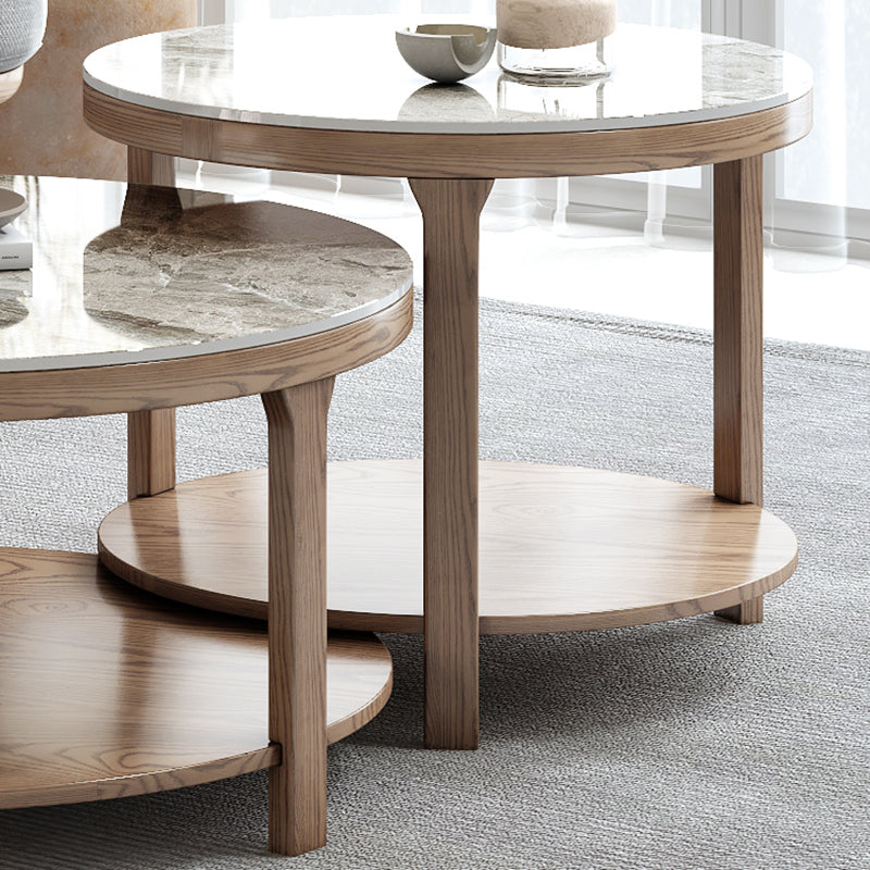 Mesa de centro moderna redonda de 3 patas, sin juego de mesa de centro angustiante con estante