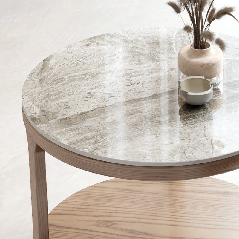 Mesa de centro moderna redonda de 3 patas, sin juego de mesa de centro angustiante con estante