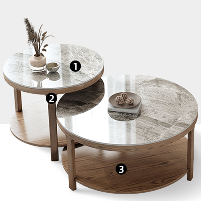 Mesa de centro moderna redonda de 3 patas, sin juego de mesa de centro angustiante con estante