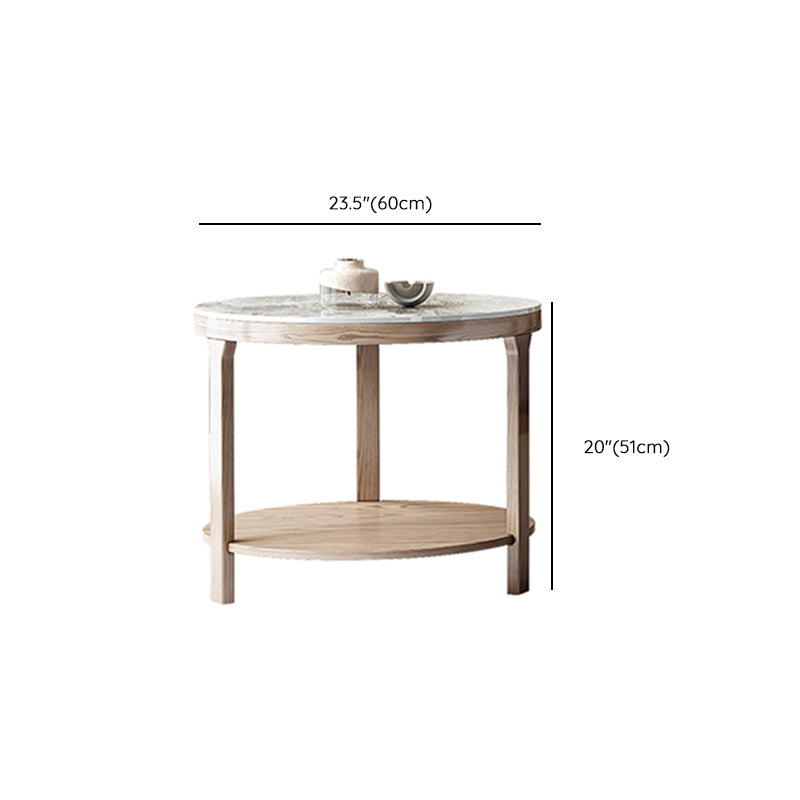 Mesa de centro moderna redonda de 3 patas, sin juego de mesa de centro angustiante con estante