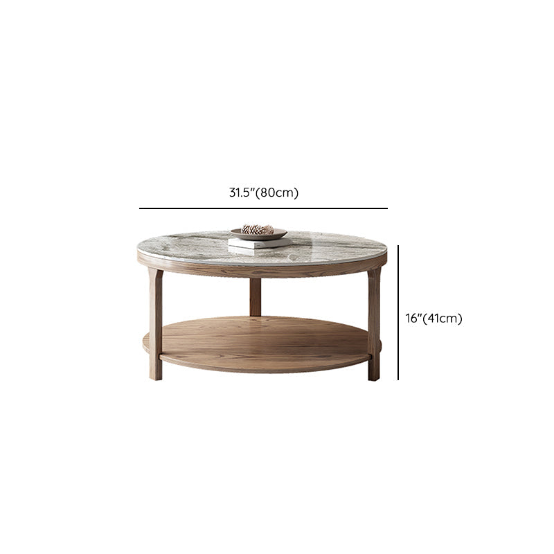 Mesa de centro moderna redonda de 3 patas, sin juego de mesa de centro angustiante con estante