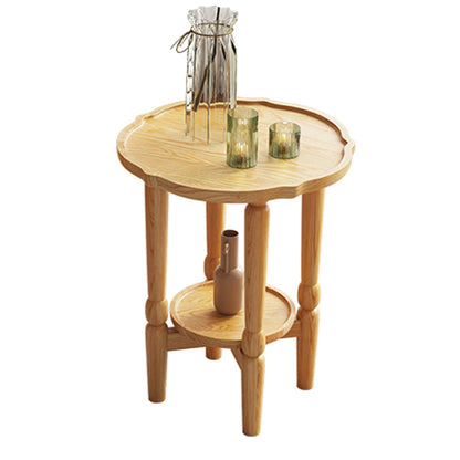 Table basse à 4 pieds sans ensemble de table basse en bois massif pénible avec étagère