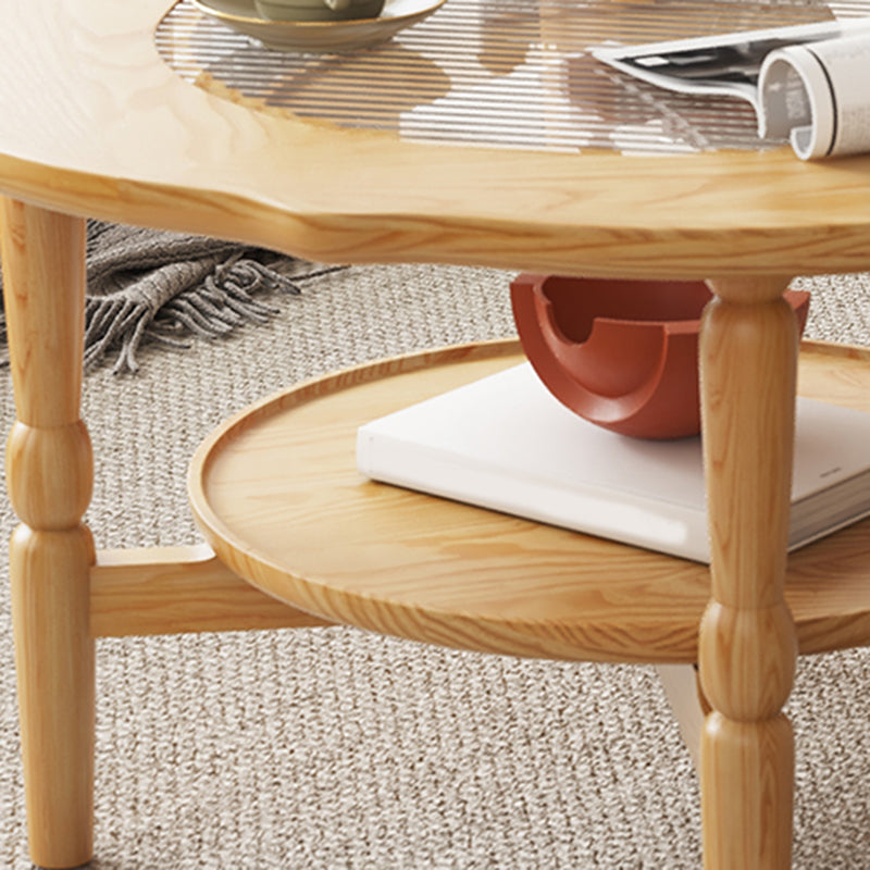 Table basse à 4 pieds sans ensemble de table basse en bois massif pénible avec étagère