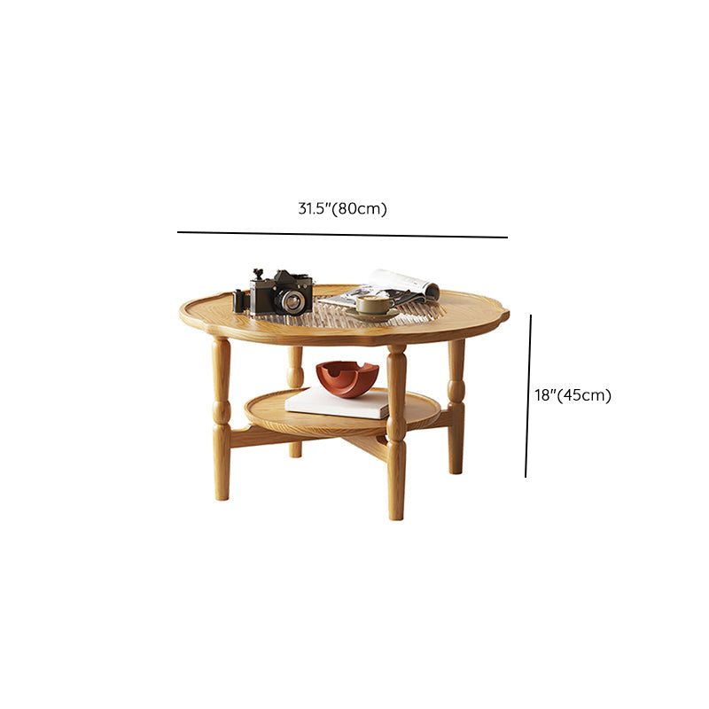 Table basse à 4 pieds sans ensemble de table basse en bois massif pénible avec étagère