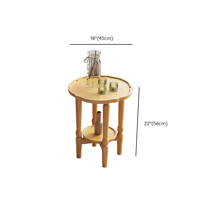 Table basse à 4 pieds sans ensemble de table basse en bois massif pénible avec étagère