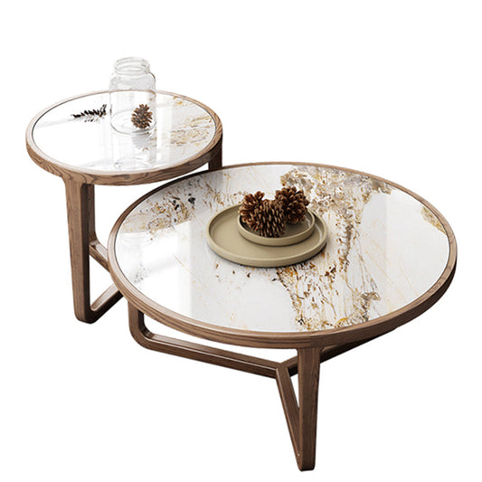 Mesa de café de pizarra moderna sin angustiante set de mesa redonda