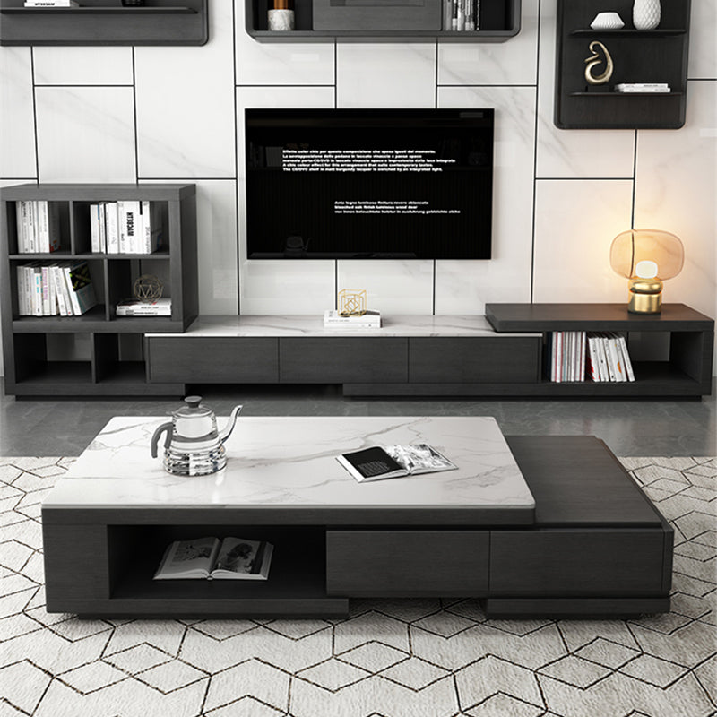 Single Coffee Table Slate Rectangular Coffee Table with Shelf Clearhalo 'Coffee & Accent Tables' 'Coffee Tables' 'coffee_tables' 'furn' 'furn_coffee_tables' 'Furniture' 'Living Room Furniture' 6905269