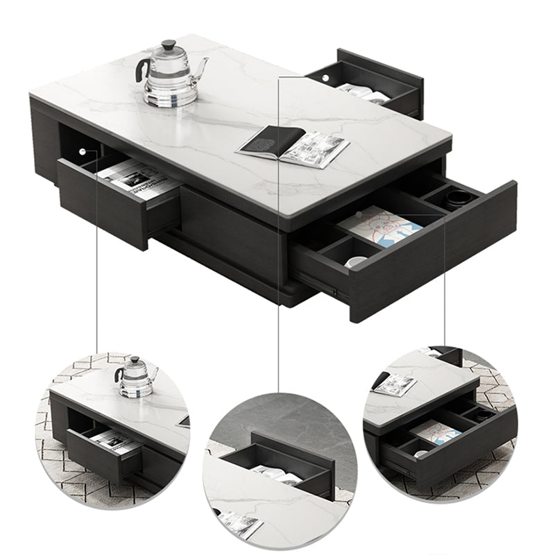 Single Coffee Table Slate Rectangular Coffee Table with Shelf Clearhalo 'Coffee & Accent Tables' 'Coffee Tables' 'coffee_tables' 'furn' 'furn_coffee_tables' 'Furniture' 'Living Room Furniture' 6905274