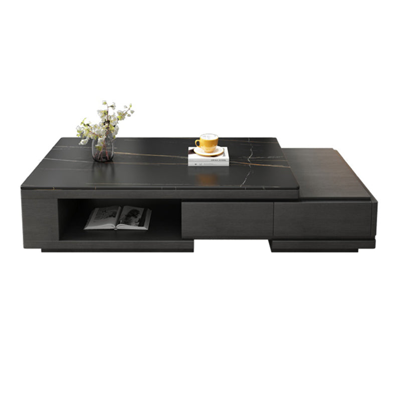 Single Coffee Table Slate Rectangular Coffee Table with Shelf Black Clearhalo 'Coffee & Accent Tables' 'Coffee Tables' 'coffee_tables' 'furn' 'furn_coffee_tables' 'Furniture' 'Living Room Furniture' 6905275