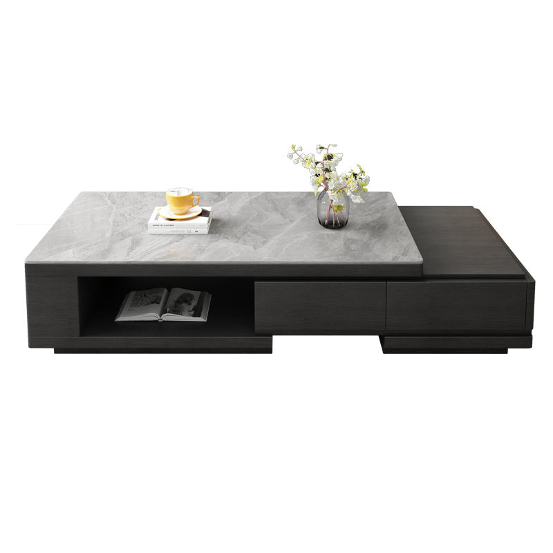 Single Coffee Table Slate Rectangular Coffee Table with Shelf Grey Clearhalo 'Coffee & Accent Tables' 'Coffee Tables' 'coffee_tables' 'furn' 'furn_coffee_tables' 'Furniture' 'Living Room Furniture' 6905276