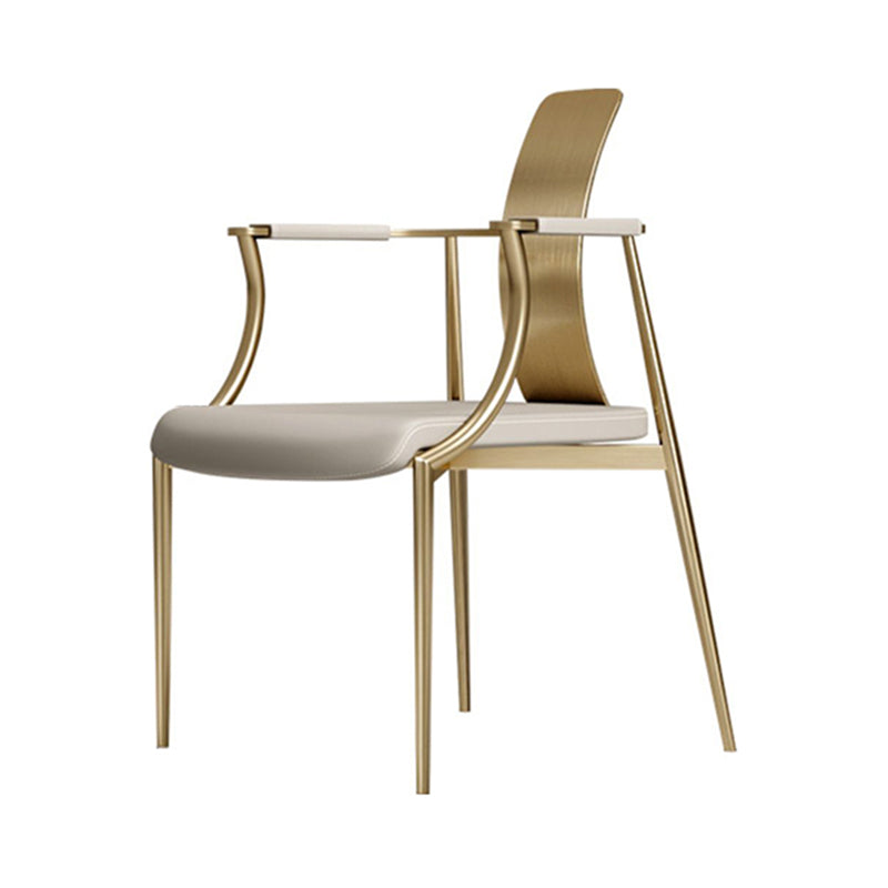 Glam Track Arms Armchair Basic Fixed Back Accent Armchair for Living Room Microfiber Leather 1 Piece Brass Gold Clearhalo 'Accent Chairs' 'accent_chairs' 'Chairs & Seating' 'furn' 'furn_accent_chairs' 'Furniture' 'Living Room Furniture' 6905295