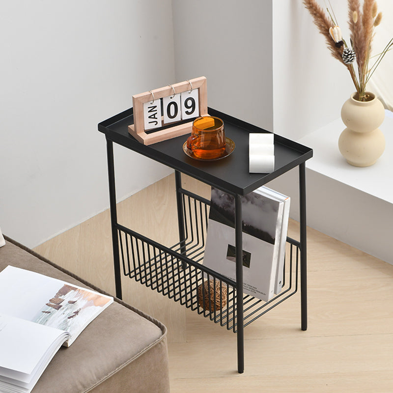 Contemporary Metal End Table Tray Top Accent Side Table with Storage Clearhalo 'Coffee & Accent Tables' 'End & Side Tables' 'end_side_tables' 'furn' 'furn_end_side_tables' 'Furniture' 'Living Room Furniture' 6905392