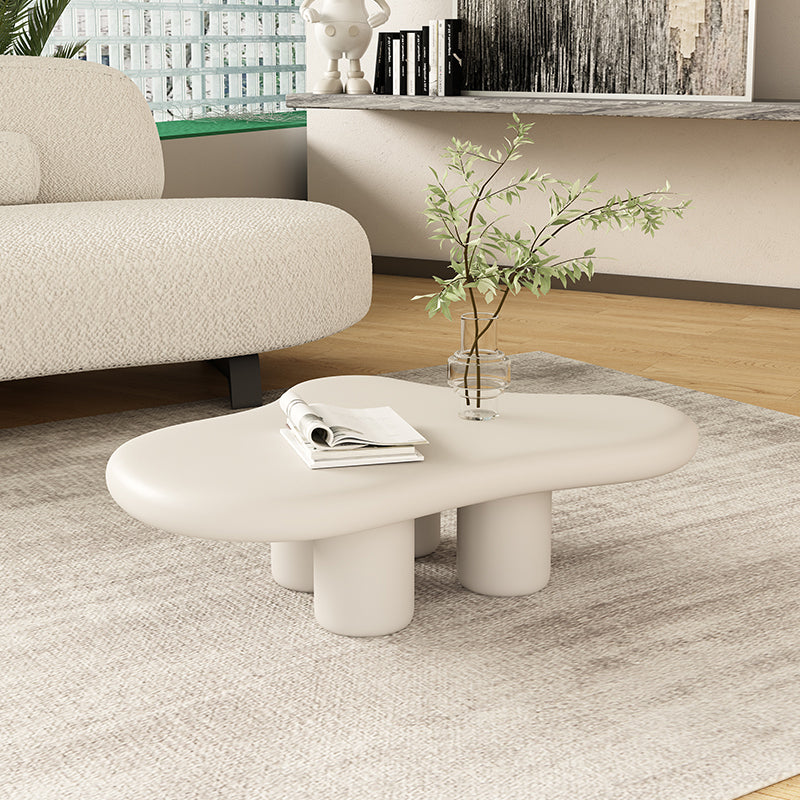 White Wood Coffee Table Free-Form Modern No Distressing Coffee Table Clearhalo 'Coffee & Accent Tables' 'Coffee Tables' 'coffee_tables' 'furn' 'furn_coffee_tables' 'Furniture' 'Living Room Furniture' 6905424