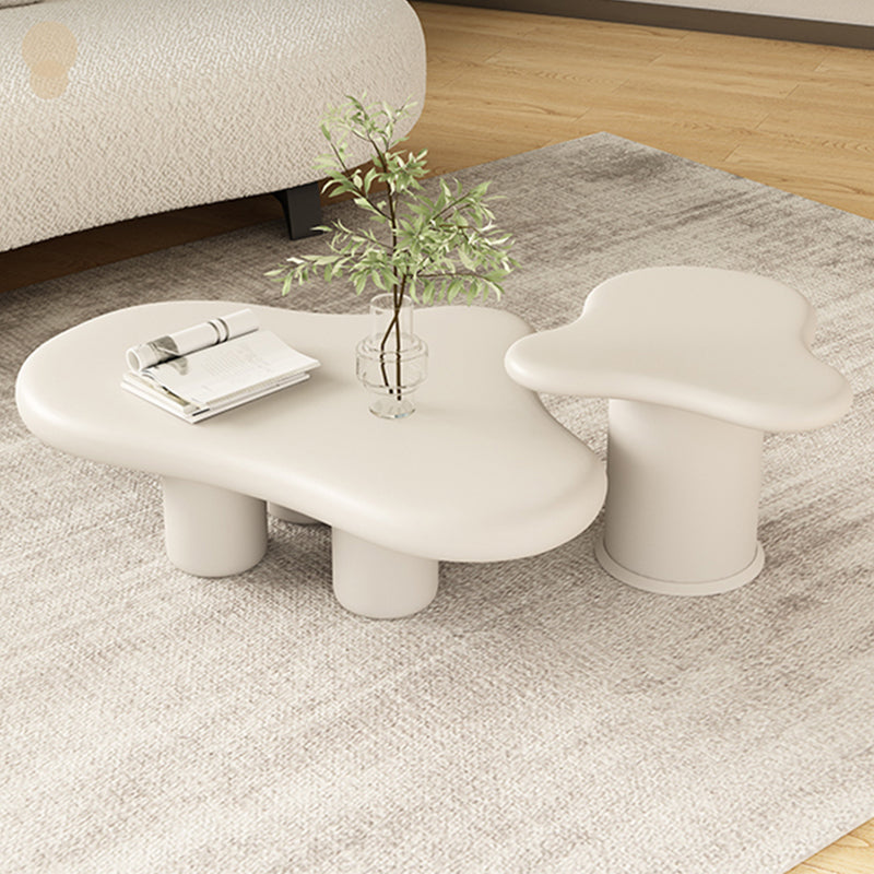 White Wood Coffee Table Free-Form Modern No Distressing Coffee Table Clearhalo 'Coffee & Accent Tables' 'Coffee Tables' 'coffee_tables' 'furn' 'furn_coffee_tables' 'Furniture' 'Living Room Furniture' 6905427