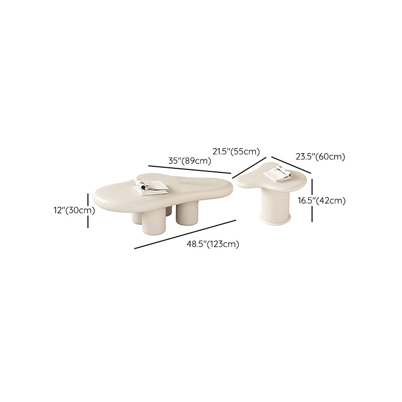 White Wood Coffee Table Free-Form Modern No Distressing Coffee Table Clearhalo 'Coffee & Accent Tables' 'Coffee Tables' 'coffee_tables' 'furn' 'furn_coffee_tables' 'Furniture' 'Living Room Furniture' 6905441