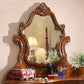 Traditional Solid Wood Brown Bedroom Mirror With Drawer Makeup Vanity Set
