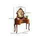 Traditional Solid Wood Brown Bedroom Mirror With Drawer Makeup Vanity Set