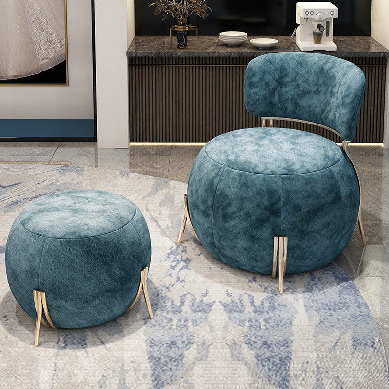 Blue Armless Lounge Chair Armless Fixed Back Bedroom Ottoman Set Accent Chair with Ottoman Flannel 1 Piece Clearhalo 'Accent Chairs' 'accent_chairs' 'Chairs & Seating' 'furn' 'furn_accent_chairs' 'Furniture' 'Living Room Furniture' 6905470