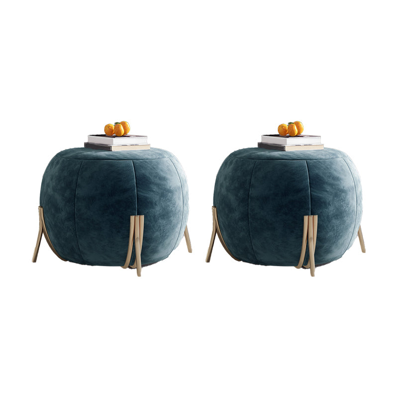 Blue Armless Lounge Chair Armless Fixed Back Bedroom Ottoman Set Ottoman Flannel 2 Piece Set Clearhalo 'Accent Chairs' 'accent_chairs' 'Chairs & Seating' 'furn' 'furn_accent_chairs' 'Furniture' 'Living Room Furniture' 6905471