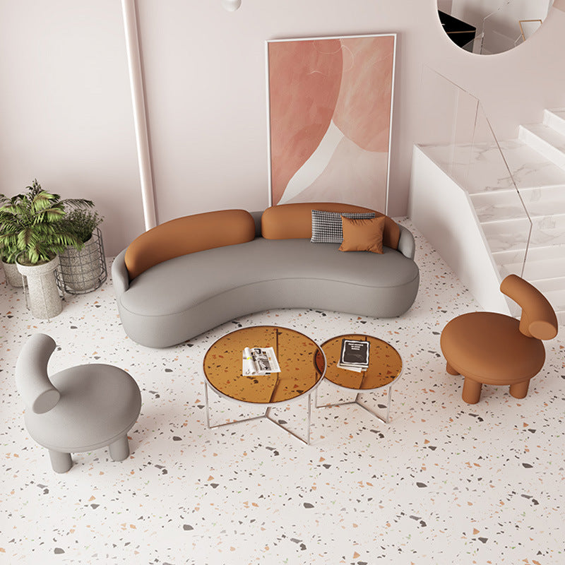 リビングルーム用のタイトなシートフェイクレザーデッキー防水斜めの斜め腕ソファ