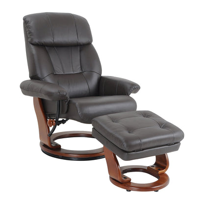 Modern Leather Standard Recliner Position Lock Recliner with Ottoman