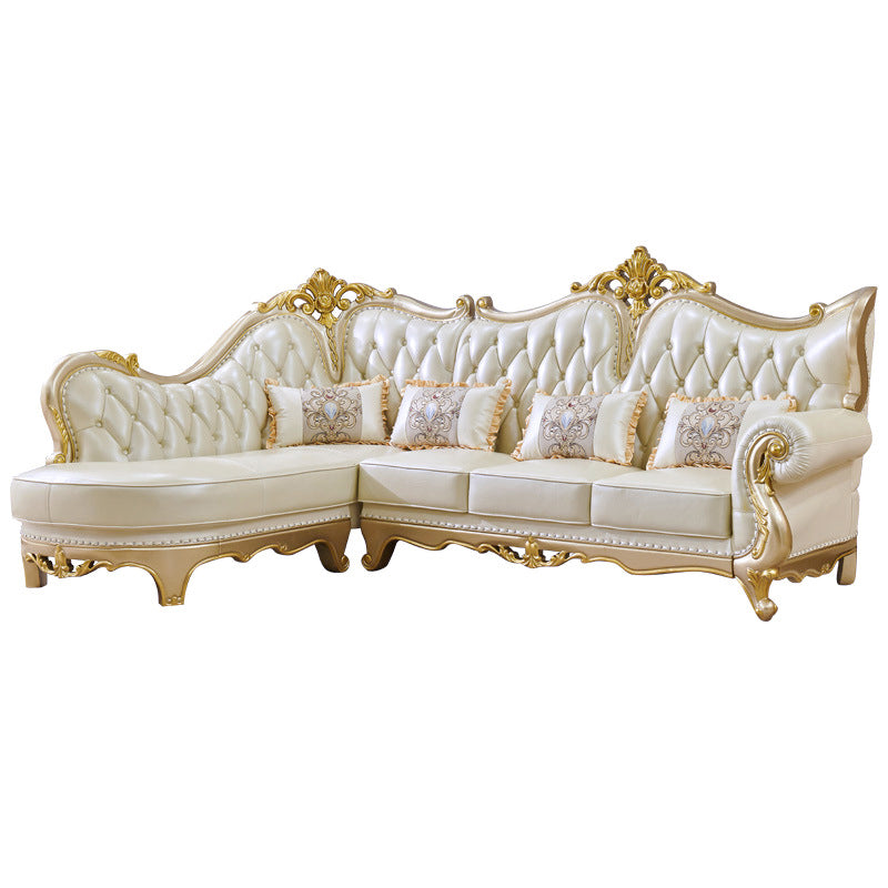 Contemporary French Country Sectional Sofa Leather Sleeper Sectional