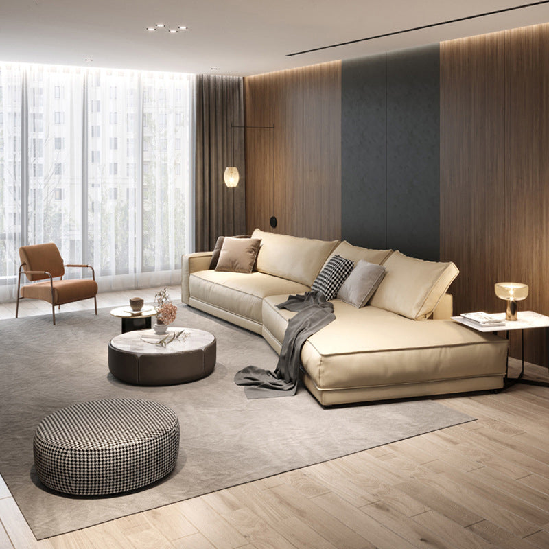 Divano braccio inclinata glam contemporaneo con cuscini divano in pelle genuina in grigio